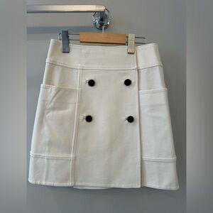 Elegant White Double-Breasted Skirt